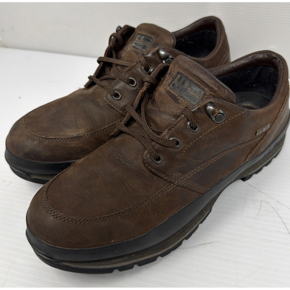 L.L. Bean Gore-Tex Hiking Shoes Mens 9 Brown Leather Waterproof Vibram Trail